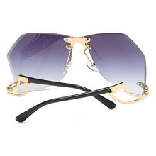Load image into Gallery viewer, 2023 nuevo Irregular sin montura gafas de sol mujer marca diseñador Marco de aleación de gran tamaño de gafas de sol de moda de mujer gafas de sol transparentes