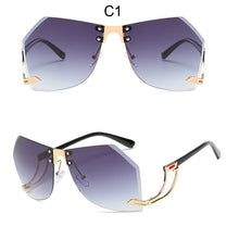 Load image into Gallery viewer, 2023 nuevo Irregular sin montura gafas de sol mujer marca diseñador Marco de aleación de gran tamaño de gafas de sol de moda de mujer gafas de sol transparentes