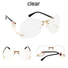 Load image into Gallery viewer, 2023 nuevo Irregular sin montura gafas de sol mujer marca diseñador Marco de aleación de gran tamaño de gafas de sol de moda de mujer gafas de sol transparentes
