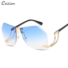 Load image into Gallery viewer, 2023 nuevo Irregular sin montura gafas de sol mujer marca diseñador Marco de aleación de gran tamaño de gafas de sol de moda de mujer gafas de sol transparentes