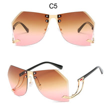 Load image into Gallery viewer, 2023 nuevo Irregular sin montura gafas de sol mujer marca diseñador Marco de aleación de gran tamaño de gafas de sol de moda de mujer gafas de sol transparentes