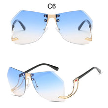 Load image into Gallery viewer, 2023 nuevo Irregular sin montura gafas de sol mujer marca diseñador Marco de aleación de gran tamaño de gafas de sol de moda de mujer gafas de sol transparentes