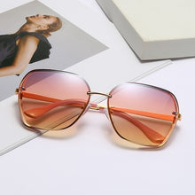 Carica l'immagine nel visualizzatore di Gallery, 2022 sunglasses female sun protection and uv protection round face thin sunglasses square gradient color Korean version glasses