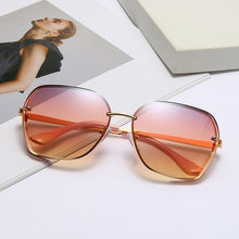 Load image into Gallery viewer, 2022 sunglasses female sun protection and uv protection round face thin sunglasses square gradient color Korean version glasses