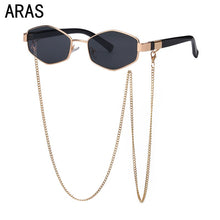 Load image into Gallery viewer, 2022Trendy Retro Hexagon With Chain Sunglasses Women Small Frame Holder Necklace Sun Glasses  Brand Designer Eyewear UV400