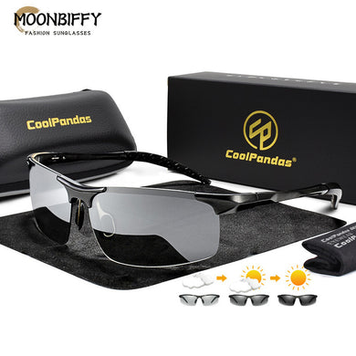 2023 Aluminum Rimless Photochromic Sunglasses Men Polarized Day Night Driving Goggles Chameleon Anti-Glare Gafas De Sol Hombre