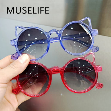 2023 Boy Girl Cute Cartoon Bear Shape Round Sunglasses Children Vintage Sunglasses UV Protection Classic Kids Eyewear