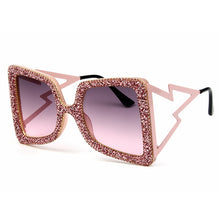 Load image into Gallery viewer, 2023 Butterfly Square Rhinestone Gradient Oversized Frame Sunglasses  Designer Glasses UV400 Beach Sunglasses