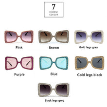 Load image into Gallery viewer, 2023 Butterfly Square Rhinestone Gradient Oversized Frame Sunglasses  Designer Glasses UV400 Beach Sunglasses