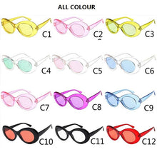 Load image into Gallery viewer, 2023 Classic Oval Sunglasses Women Men Glitter Lenses Candy Colorful Crystal Frame Kurt Cobain  Sun Glasses UV400 Eyewear