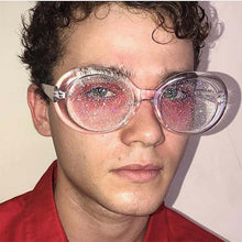 Load image into Gallery viewer, 2023 Classic Oval Sunglasses Women Men Glitter Lenses Candy Colorful Crystal Frame Kurt Cobain  Sun Glasses UV400 Eyewear