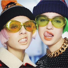 Load image into Gallery viewer, 2023 Classic Oval Sunglasses Women Men Glitter Lenses Candy Colorful Crystal Frame Kurt Cobain  Sun Glasses UV400 Eyewear