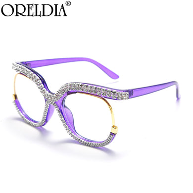2023 Diamond Anti-blue Light Blocking Glasses Square Frames Men Women Prescription Glasses Clear Lens Eyeglasses Spectacle Frame