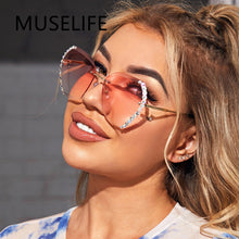 Load image into Gallery viewer, 2023 Brand Design Vintage Rimless Rhinestone Sunglasses Women Men Retro Cutting Lens Gradient Sun Glasses Female UV400