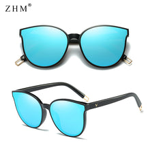 Load image into Gallery viewer, 2023 Color  Flat Top Cat Eye Elegant Sunglasses Woman Oculos De Sol Men Twin Beam Oversized Sun Glasses UV400