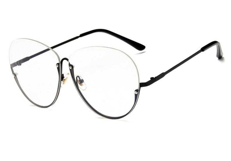 2023 Half Frame Glasses Women Transparent Vintage Large Eyeglasses Frames Clear Lens Round Glasses Men Lady Eyewear