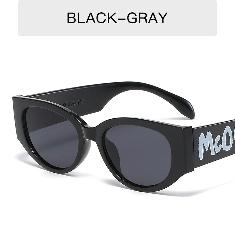 2023 Letter Logo Sunglasses Women Men Oval Retro Brand Designer Beige Female Sunglass UV400 Cat Eye Sun glasses Shades