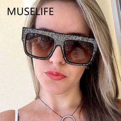 2023  Brand Oversized Square Sunglasses Men Women Vintage Metal Big Frame Semi-Rimless One Lens Sun Glasses UV400
