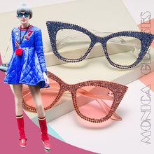 Load image into Gallery viewer, 2023 Retro Rhinestone Bling Cat Eye Sunglasses Ladies Vintage Clear Glasses Diamond Shades Beach Sunglasses
