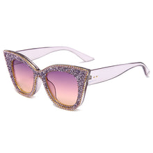 Load image into Gallery viewer, 2023 Retro Rhinestone Bling Cat Eye Sunglasses Ladies Vintage Clear Glasses Diamond Shades Beach Sunglasses