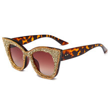 Load image into Gallery viewer, 2023 Retro Rhinestone Bling Cat Eye Sunglasses Ladies Vintage Clear Glasses Diamond Shades Beach Sunglasses