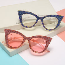 Load image into Gallery viewer, 2023 Retro Rhinestone Bling Cat Eye Sunglasses Ladies Vintage Clear Glasses Diamond Shades Beach Sunglasses