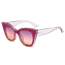 Load image into Gallery viewer, 2023 Retro Rhinestone Bling Cat Eye Sunglasses Ladies Vintage Clear Glasses Diamond Shades Beach Sunglasses