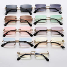 Load image into Gallery viewer, 2023 Retro Sunglasses Rectangle Gradient Sunglasses Ladies Men Shade Sunglasses Metal Rimless Glasses UV400