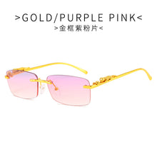 Load image into Gallery viewer, 2023 Rimless Square Sunglasses Women Men  Brand Designer Popular Travel Driving Metal Leopard Head Sun Glasses