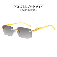 Load image into Gallery viewer, 2023 Rimless Square Sunglasses Women Men  Brand Designer Popular Travel Driving Metal Leopard Head Sun Glasses