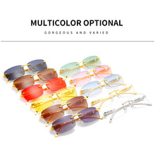 Load image into Gallery viewer, 2023 Rimless Square Sunglasses Women Men  Brand Designer Popular Travel Driving Metal Leopard Head Sun Glasses