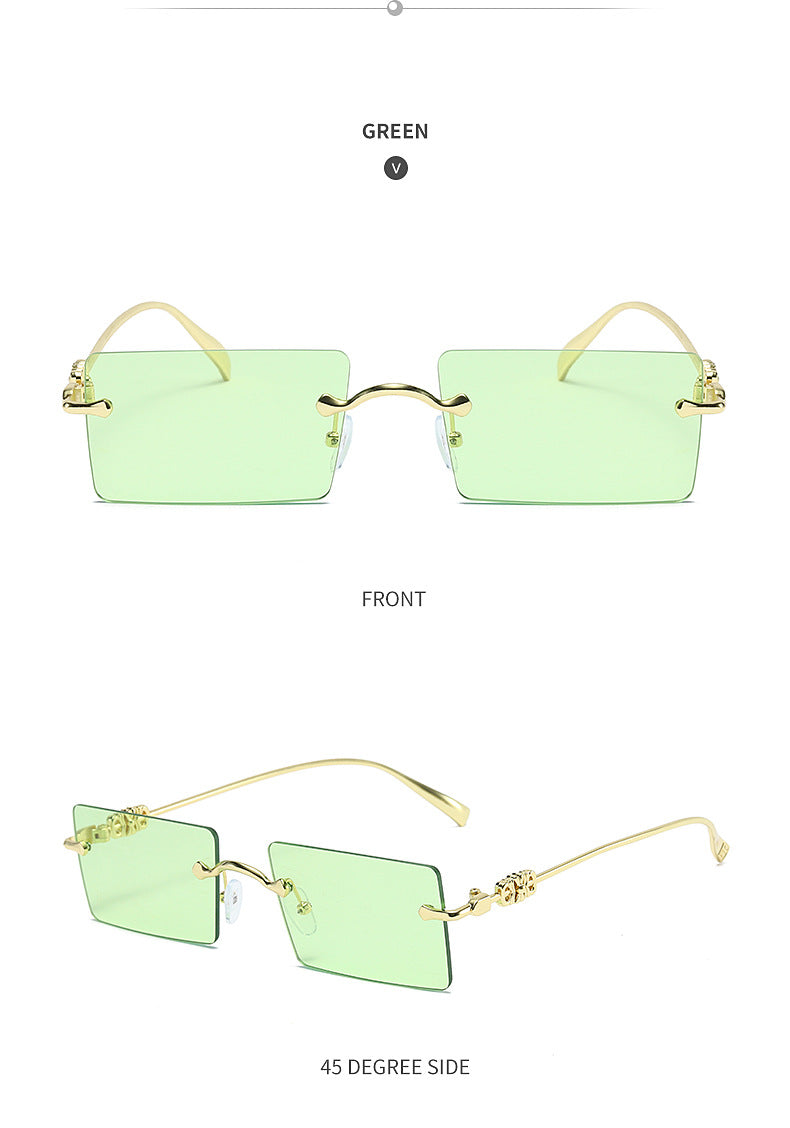 2023 Rimless Sunglasses Women  Brand Designer Sun Glasses for Men Small Rectangle Eyewear Ladies UV400