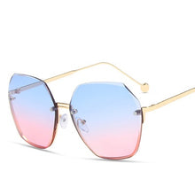Load image into Gallery viewer, 2023 Tea Gradient Sunglasses Women Ocean Water Cut Trimmed Lens Metal Temples Sun Glasses Female UV400