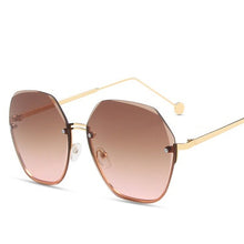 Load image into Gallery viewer, 2023 Tea Gradient Sunglasses Women Ocean Water Cut Trimmed Lens Metal Temples Sun Glasses Female UV400