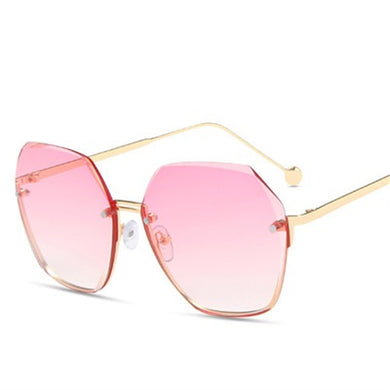 2023 Tea Gradient Sunglasses Women Ocean Water Cut Trimmed Lens Metal Temples Sun Glasses Female UV400