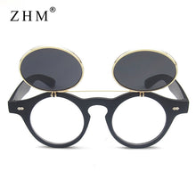 Load image into Gallery viewer, 2023 Vintage Round Steam Punk Flip Up Sunglasses Classic Double Layer Clamshell Design Gothic Sun Glasses Oculos De Sol