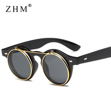 Load image into Gallery viewer, 2023 Vintage Round Steam Punk Flip Up Sunglasses Classic Double Layer Clamshell Design Gothic Sun Glasses Oculos De Sol