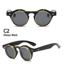Load image into Gallery viewer, 2023 Vintage Round Steam Punk Flip Up Sunglasses Classic Double Layer Clamshell Design Gothic Sun Glasses Oculos De Sol