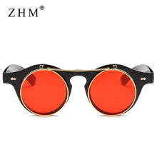 Load image into Gallery viewer, 2023 Vintage Round Steam Punk Flip Up Sunglasses Classic Double Layer Clamshell Design Gothic Sun Glasses Oculos De Sol
