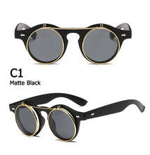 Load image into Gallery viewer, 2023 Vintage Round Steam Punk Flip Up Sunglasses Classic Double Layer Clamshell Design Gothic Sun Glasses Oculos De Sol