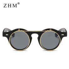 Load image into Gallery viewer, 2023 Vintage Round Steam Punk Flip Up Sunglasses Classic Double Layer Clamshell Design Gothic Sun Glasses Oculos De Sol