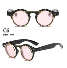 Load image into Gallery viewer, 2023 Vintage Round Steam Punk Flip Up Sunglasses Classic Double Layer Clamshell Design Gothic Sun Glasses Oculos De Sol
