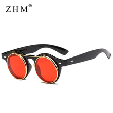 Load image into Gallery viewer, 2023 Vintage Round Steam Punk Flip Up Sunglasses Classic Double Layer Clamshell Design Gothic Sun Glasses Oculos De Sol