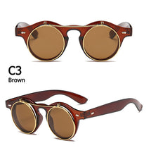 Load image into Gallery viewer, 2023 Vintage Round Steam Punk Flip Up Sunglasses Classic Double Layer Clamshell Design Gothic Sun Glasses Oculos De Sol
