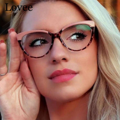 2023 Women Cat Eye Anti Blue Light Glasses Vintage Trend Brand Computer Optical Eyeglass Men Two Color Frame Spectacles