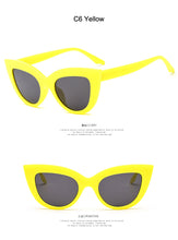 Load image into Gallery viewer, 2023 cute sexy retro cat eye sunglasses women small black white 2023 triangle vintage sun glasses red female uv400