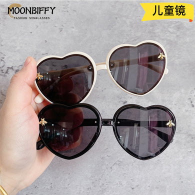 2023 Glitter Heart Sunglasses Children's Cartoon Bee Sunglasses Girls Cute Vintage Glasses Love Eyewear Trend Gafas De Sol Mujer