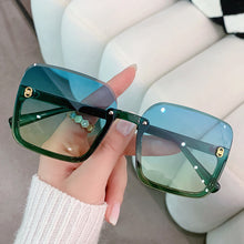 Load image into Gallery viewer, 2023 Half Frame Square Sunglasses for Women Trendy Brand Design Gradient Green Sun Glasses Men Shades UV400 Korean Style ins