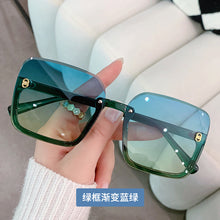 Load image into Gallery viewer, 2023 Half Frame Square Sunglasses for Women Trendy Brand Design Gradient Green Sun Glasses Men Shades UV400 Korean Style ins