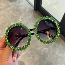 Load image into Gallery viewer, 2023 sales custom logo private label round  shades bling diamond sun glasses crystal women sunglasses trendy